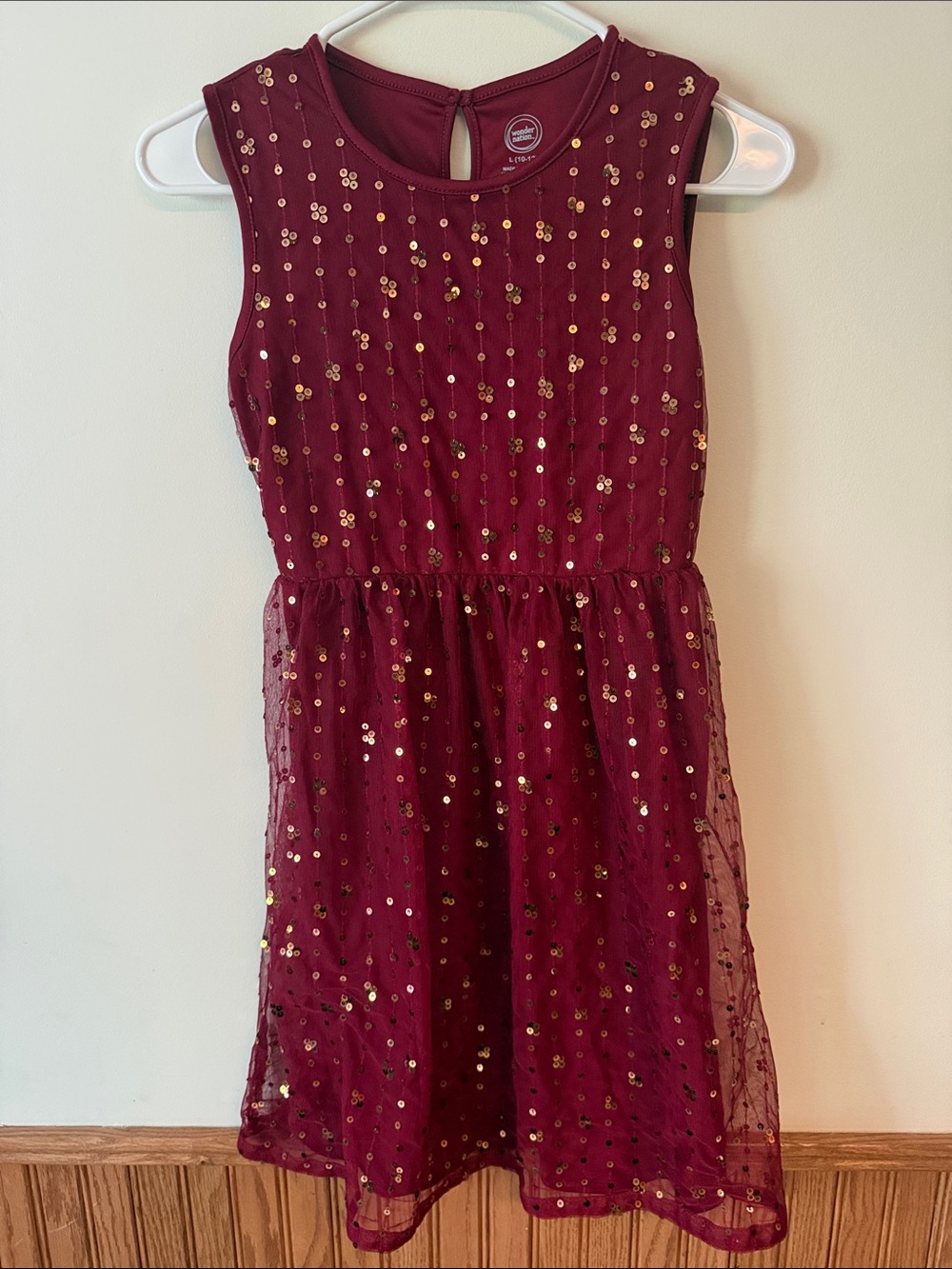 Gymboree Girls' Wine Dress with Gold Sequins